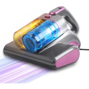 Mattress Bed Vacuum Cleaner 16Kpa Strong Suction, 20ft Corded Couch Cleaner with 253.7nm UV-C Light,Ultrasonic, Deep Cleaning Handheld Vacuum for Dust, Pets Hair (Grey, 600W)