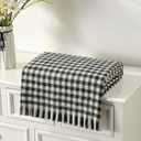 CREVENT Farmhouse Boho Knitted Throw Blanket for Couch Sofa Chair Bed Home Decoration, Soft Warm Cozy Light Weight for Spring Summer Fall (50''X60'' Plaid Black)