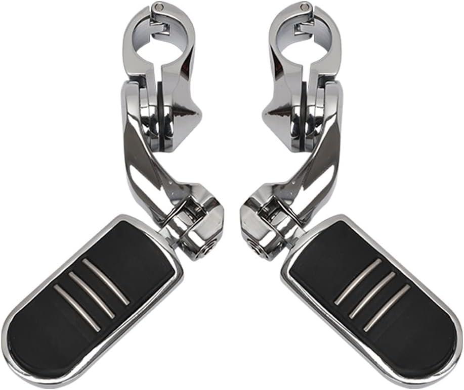 Motorcycle Highway Pegs Crash Bar Adjustable Foot Peg Compatible with Softail Sportster Electra Road Glide Road King Street Glide with 1.25" Engine Guard 1 1/4 Chrome