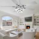 52" Ceilling Fan with Light Chandelier Fan Modern DC Motor Dimmable Led Fandelier Ceiling Fan with Light for Bedroom, Living Room (Silver)