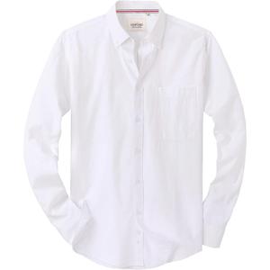 Alimens & Gentle Mens Solid Oxford Shirt Long Sleeve Dress Shirt Work Casual Button Down Shirts with Pocket, M