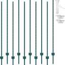VEVOR 6 Feet Fence Post, 10 Pack U-Channel Heavy Duty Metal Fence Posts with 40 Zip Ties & 20 Clips, Sturdy Steel Fence Stakes for Garden Yard, Lawn, Farms and Outdoor Wire Fencing, Green
