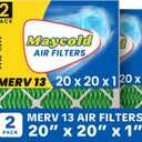 Maycold 20x20x1 Pleated Air Filter MERV 13 (2-Pack) | Superior High-Efficiency Replacement Filters for AC & Furnace Units | Actual Size: 19.70" x 19.70" x 0.75"