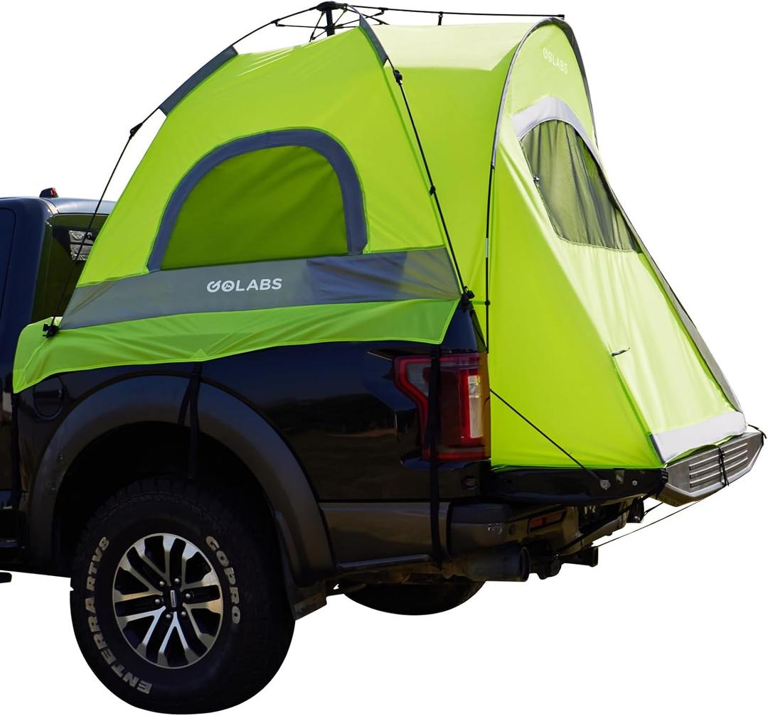 Golabs Truck Bed Tent for 5-6 Ft Bed, 8-Minute Easy Setup by Pre-Assembled Design, Waterproof PU2000mm, 2-Person Portable with Extra Rainfly Cover for Camping & Outdoor, Includes Storage Bag, Large
