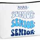 Huhumy Class of 2026 Senior Night Gifts Graduation Canvas Makeup Bags Zipper Organize Travel Cosmetic Pouch Double Sided Senior 2026 Gift for Her Women Team Coach Player(Blue)