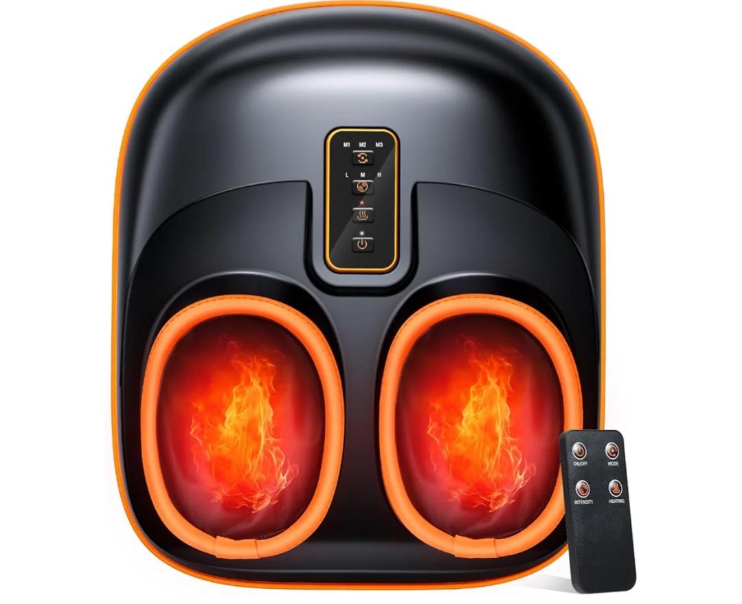 Foot Massager Machine with Heat, Upgrade 6 Airbags 29 Nodes Deep Rolling, Compression, Ankle Kneading, Shiatsu Foot Massager for Neuropathy Plantar Fasciitis, Gifts for Men Women Fits Up to 13"