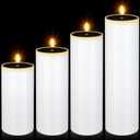 Rossesay 4 Pcs Large Outdoor Candles, Flameless Flickering LED Candles, Battery Operated Waterproof Candle for Wedding Centerpiece Porch Lanterns Patio Easter Decor(4"x8"/10"/12"/14")