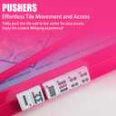 4 Pcs 18.7 Inch Hot Pink Acrylic Mahjong Tile Racks with Pushers for Game Night American Mahjong Racks Tile Set for Mah Jong Lovers and Beginners