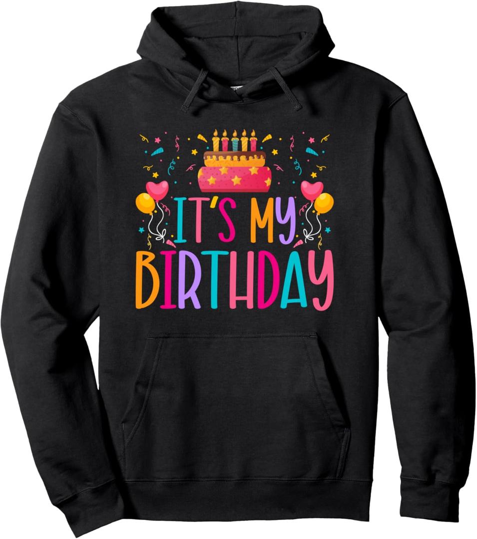 Its My Birthday Cute Birthday Cake Balloons Women Girls Kids Pullover Hoodie, size Small