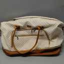 CLOKARS Weekender Bags for Women, Travel Tote Duffle Bag Carry On Overnight Bag with Cosmetics Bag and Crossbody Purse for Gym Hospital, Gifts for Women, Beige Brown