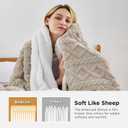 Bedsure Gentlesoft Sherpa Queen Size Blanket for Bed - Fleece Fluffy & Cozy Cable Jacquard Tufted for Women Gift, Thick and Warm Christmas Blanket for Winter, Beige, 90x90 Inches