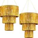 Rossesay 2 Piece Gold 3 Tier Fringe Tinsel Chandelier Fringe Chandelier Decoration Birthday Bachelorette Party Decoration Iridescent Foil Shimmering for Graduation Prom Party Decor 2026