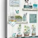 Farmhouse Bathroom Decor Wall Art Rustic Flower and Butterfly Bathroom Pictures Canvas Print Teal Country Bathroom Wall Decor Soak Relax Unwind Bathroom Wall Art Framed Ready To Hang 16''x24''