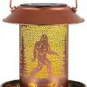 Bird Feeders for Outdoors Solar Lanterns Outdoor Waterproof Bigfoot Hanging Garden Decor Birthdays for Women Mom Metal Solar Decoration Outside for Yard, Patio, Lawn(Sasquatch Pattern)