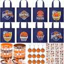 12Sets Basketball Party Favors Birthday Supplies Boy Kid, Tote Bag Silicone Bracelet Keychain Tattoo Sticker Basketball Favors Pinata Filler Goodie Bag Stuffers Basketball Birthday Party Supplies