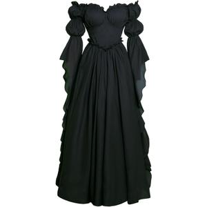 Medieval Renaissance Costume Dress Regency Dresses for Women Victorian (Small-Medium, Black)