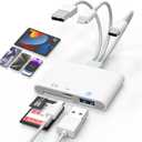 Universal SD Card Reader for iPhone/Mac - Upgraded TypeC(Data)+Lightning+USB Three Port SD/TF Memory Card Reader Digital Camera Transfer to Phone Adapter, Multi Port 4 in 1 Universal SD Card Reader