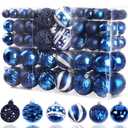 100PCS Christmas Ball Ornaments, Assorted Shatterproof Christmas Tree Decorations, Seasonal Decorative Hanging Baubles Decor Set for Xmas/Holiday/Party, Glitter&Painting Ornament Set (Navy Silver)