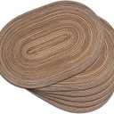 Noctiflorous Woven Oval Braided Placemats Set of 6-12 x 17.5 Inch Washable Non-Slip Heat Resistant Table Mats for Kitchen and DiningBrown, 6