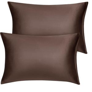 uxcell Standard Satin Pillowcase with Zipper, Super Soft and Luxury, Silky Pillow Cases Covers Set of 2, 21"x27", Brown