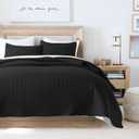 HORIMOTE HOME Quilt Set Queen Size, Black Bedspread with Clouds Pattern, Soft Coverlet Set Lightweight Microfiber Quilted Bedspread for All Season, Includes 1 Quilt and 2 Pillow Shams (Full/Queen(90" x 96"))