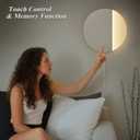 ONEWISH LED Wall Sconce, Dimmable Mirror Wall Lamp, 16.93 inch Round Wall Lights for Bedroom with Memory Function, Wall Lamps for Living Room Entryway, Silver