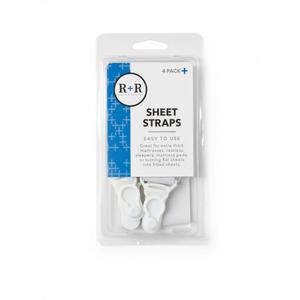 Elastic Sheet Straps with Non-Slip Fasteners, White 4-Pack 3Pcs