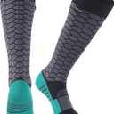 Randy Sun Waterproof Breathable Long Socks, Womens Fall Winter Warm Soft Moisture Wicking Cycling Running Trekking Hiking Camping Knee Length Sports Socks, 1 Pair-Black Green-Knee High, Small