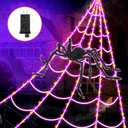 Giant Spider Webs Halloween Decorations - Outdoor Halloween Decor Lights with 250 LEDs,16.4FT Net,4Ft Spider, 8 Modes,Waterproof & Timer for Yard Porch Garden,Outside Costumes Party (with Spider)