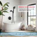 Single-Handle Shower Faucet Set Shower Kit with Valve Shower Head and Handle Set Shower Trim Kit with 6 Modes ABS Handheld Shower and Trim Kit Matte Black