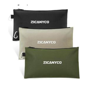 Tool Pouch Zipper Bags, Small Tool Bags with Metal Zipper & Carabiner, Durable Utility Organizer Pouches, 3-Pack (Black/Beige/Olive)