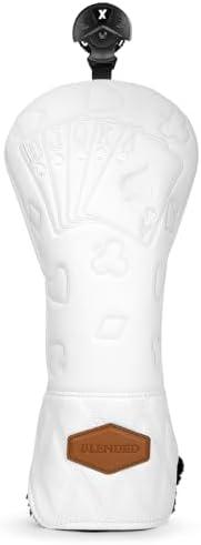 Golf Club Covers Poker Golf Head Covers Driver Covers Fariway Wood Headcover Hybrid Covers Leather Golf Headcover for All Brand,White