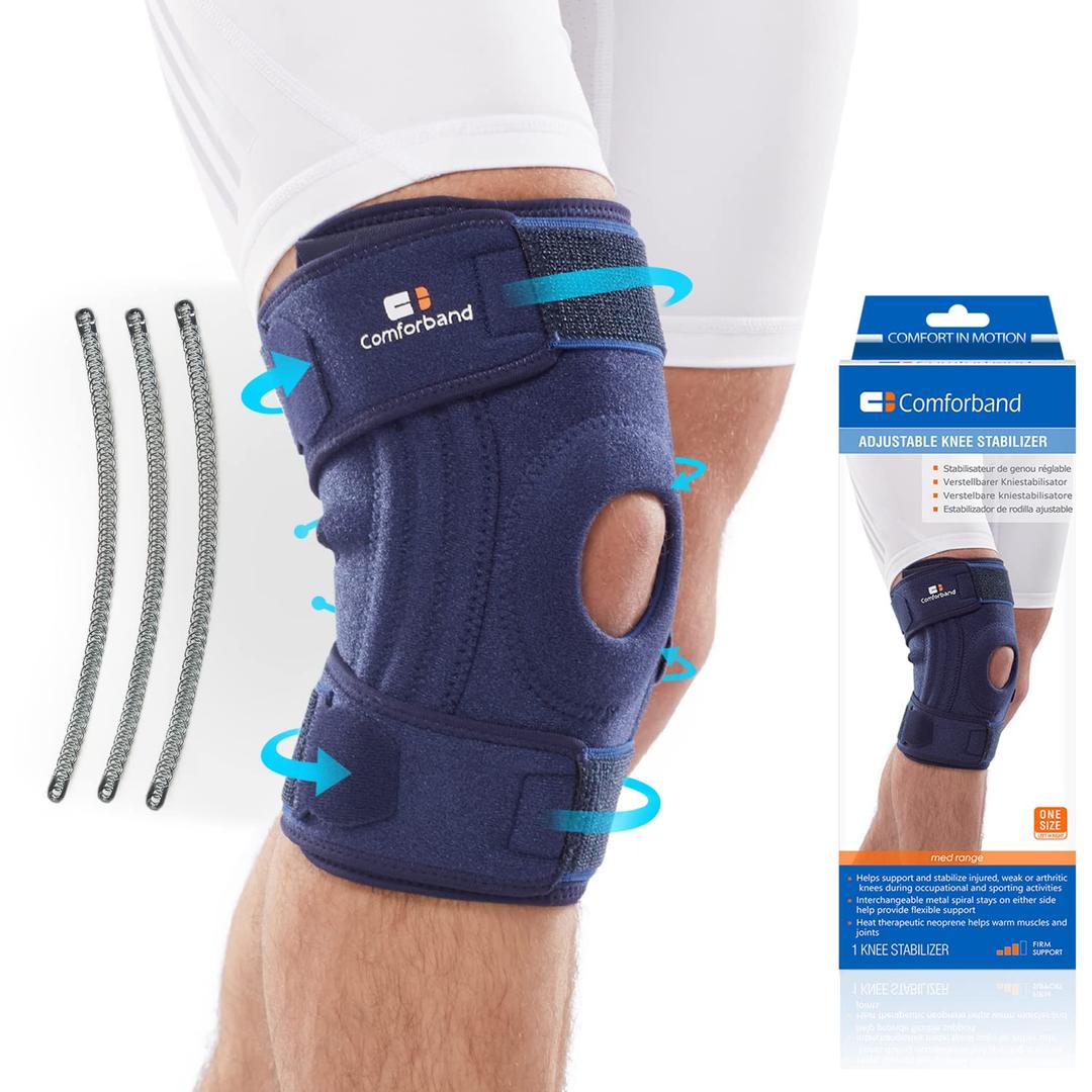 Support Removable Type 2 x Adjustable Knee Brace with Removable Side Stabilizers Open Patella ...