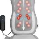 Mynt Gray Back Massager for Chair with Heat for Deep Tissue, Mesh Shiatsu Massage Chair Pad with 4 Deep Kneading Nodes, Heated Back Massage with a Seat Cushion
