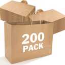 XPCARE 200Pack Large Paper Gift Bags with Handles Bulk,16x6x12 Inch Kraft Bag Packaging Brown Paper Bags for Birthday Party Boutiques Business Retail Stores Merchandise, 1 count