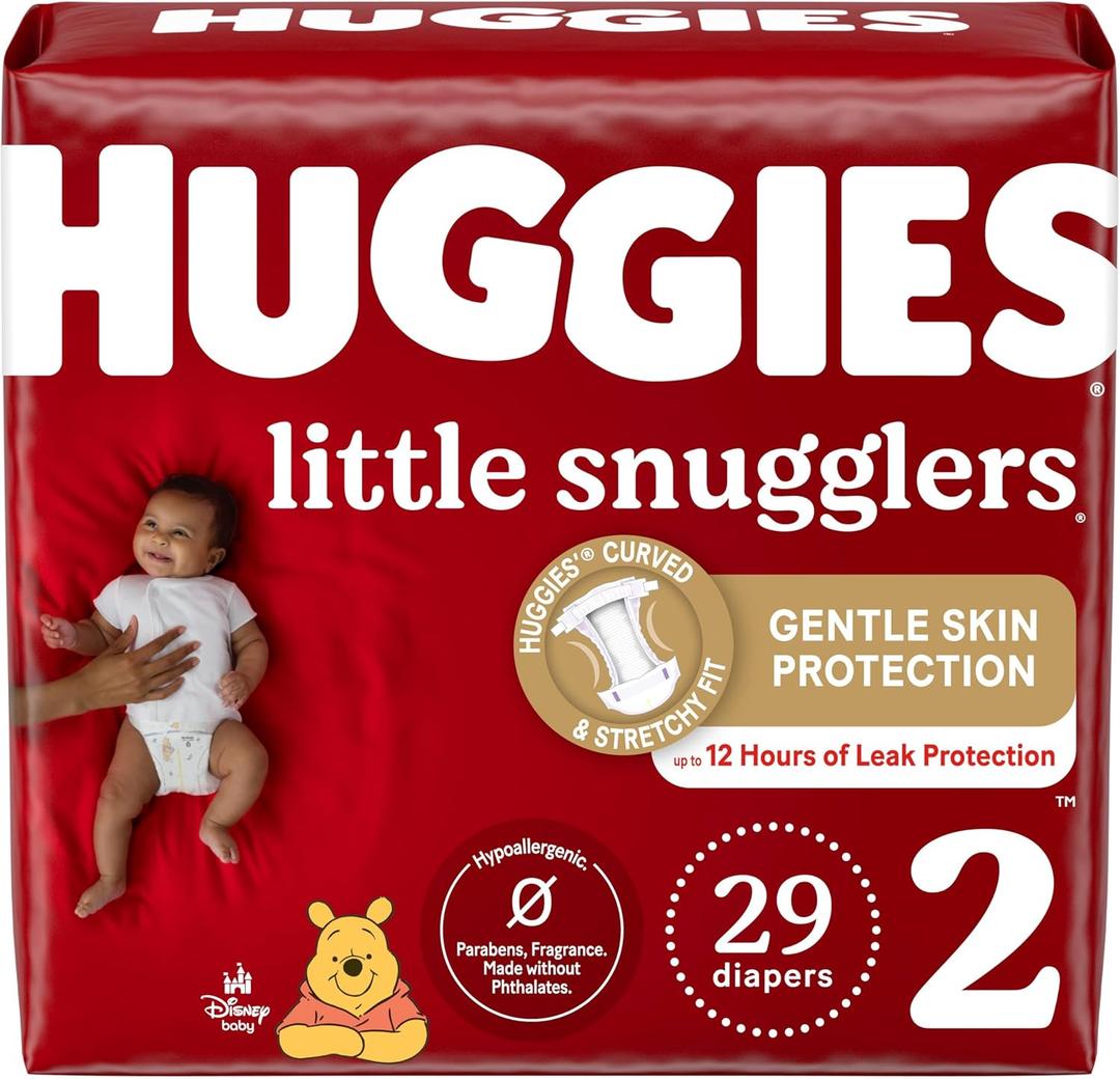 Huggies Size 2 Diapers, Little Snugglers Baby Diapers, Size 2 (12-18 lbs), 29 Count