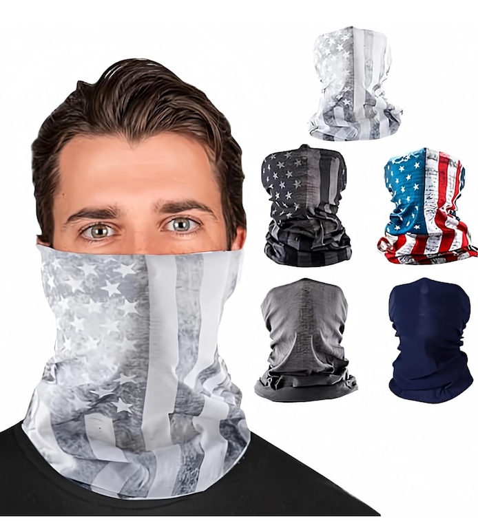 S A Company 5-Pack UV Face Shield | UV 30+ Multipurpose Neck Gaiter Balaclava for Adults