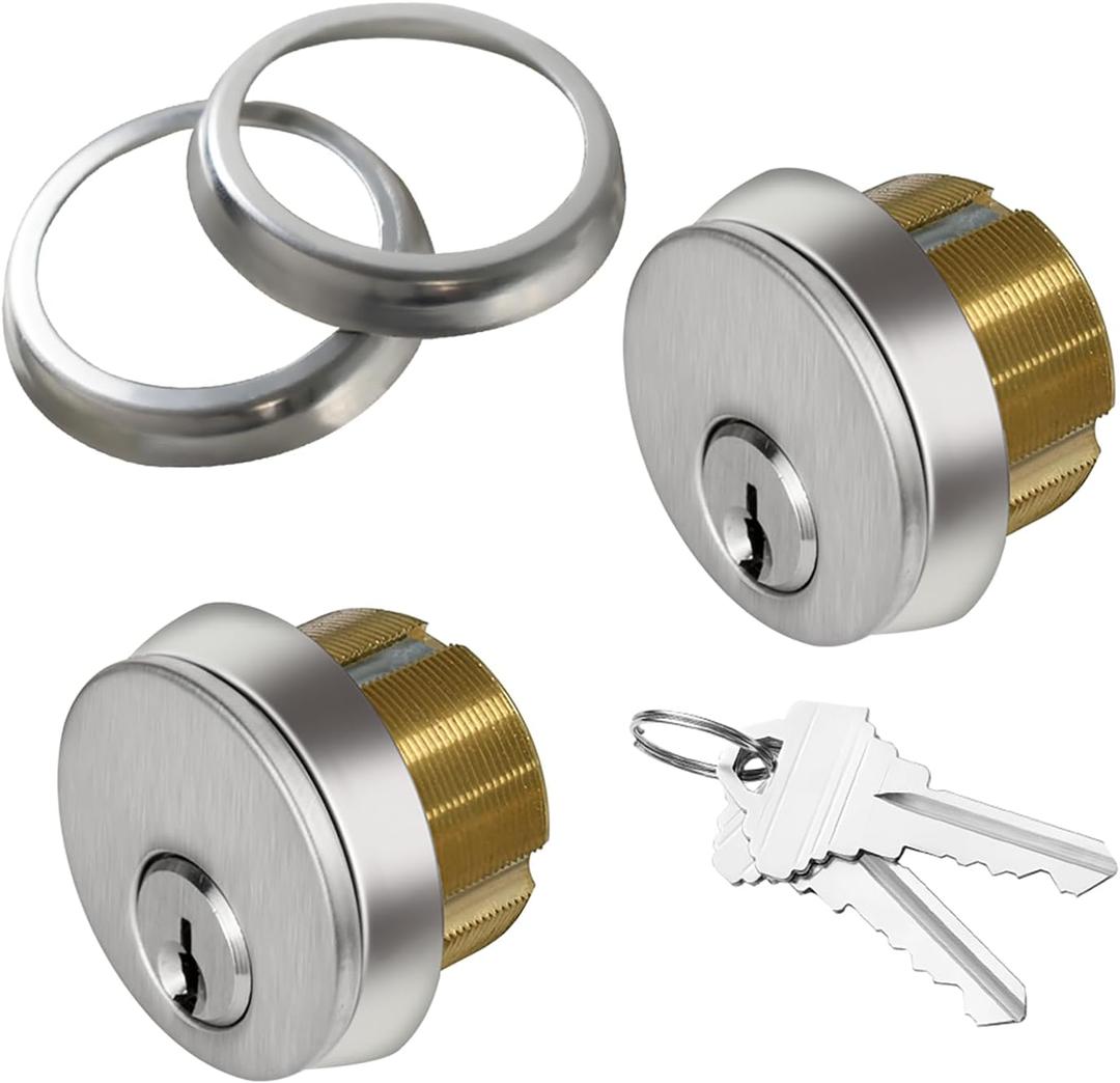 Brass Mortise Cylinder Lock Commercial storefront Door Lock Mortise cylinders Compatible with Adams Rite, Kawneer, and Vistawall deadbolts. Comes in, 2-Pack Silverwith Matching Keys.