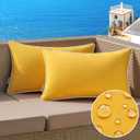 MIULEE Pack of 2 Outdoor Waterproof Pillow Covers Decorative Lumbar Spring Throw Pillows Solid Color Farmhouse Couch Cushion Covers for Patio Tent Bed Sofa Living Room 12x20 Inch Yellow