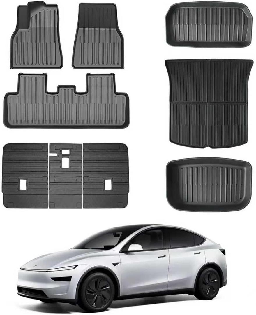 2025 2026 New Model Y Juniper Floor Mat 9PCS Waterproof Scratch Floor Mats with Second Row Seat Back Mats for Tesla Model Y Refresh Juniper Interior Accessories