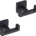 GERZWY Matte Black Bathroom Double Towel Hook Stainless Steel Coat/Robe Clothes Hook for Bath Kitchen Modern Hotel Style Wall Mounted 2 Pack AG1417B-BK