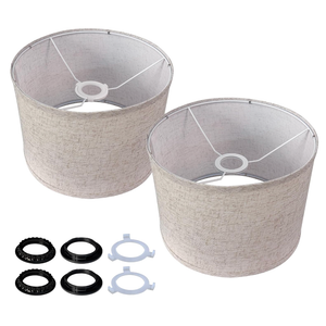 Beige Linen Lampshade Set of 2, 11‘’ Diameter x 8.85‘’ Height Fabric Drum Lamp Shades, Easy Assembly Required Lampshade, Replacement Lampshades for E26 Socket and E27 Socket Table Lamps Floor Lamps
