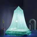 Bed Canopy for Girls Mosquito Net, Princess Bed Canopy for Girls Room Decor - Insect Protection Hanging Canopy for Indoor(Green,Stars Glow in the Dark)