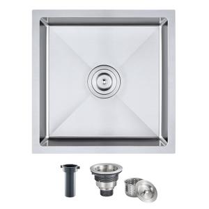 MENATT 18"x18" Undermount Single Bowl Bar Sink 304 Stainless Steel Brushed