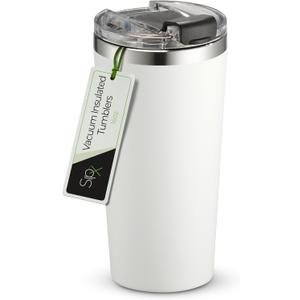 SIPX Triple-Insulated Tumblers - 22oz. Premium Modern Tumbler With Lid, insulated Cup Keeps Hot For 6 Hours, Stainless Steel Tumbler Made Of Sustainable Material, Coffee Travel Mug For Home & Office (21.1 Ounces, White)