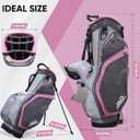JAD Lightweight Womens Golf Bag, Golf Stand Bag for Women/Ladies, 14-Way Top Dividers, Ultra Lightweight, Large Pockets for Accessories, Durable Water Resistant, Pink/Grey