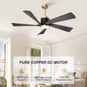 TXCSLY 52'' Ceiling Fans with Lights, Modern Ceiling Fan with Remote Control, Indoor Outdoor Ceiling Fan for Living Room, Bedroom, 5 Blade, 3 Color Temperature, Dimmable (Black & Gold)