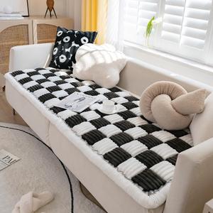Funny Couch Cover - Magic Sofa Cover, Garden Cotton Protective Plaid Cream-Coloured Large Plaid Square Pet Mat Bed (Cream Black, 60x160 cm/23.6x63 in) (60x160 cm/23.6x63 in, Cream Black)