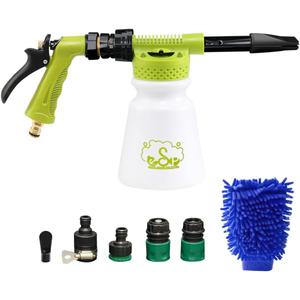 ESP Car Wash Foam Gun for Garden Hose Adjustable Hose Wash Sprayer Thick Filtration with Metal Handle Washing Mitts 6 Levels of Foam Concentration Snow Foam Blaster Quick Connector to Any Cleaning