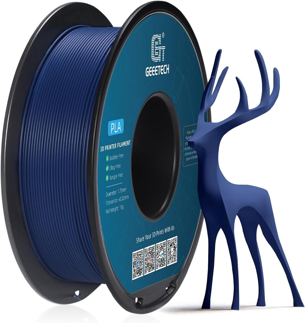 Geeetech Matte PLA Filament 1.75mm Navy Blue 1kg Spool for Bambu AMS 2.2lbs Matte PLA 3D Printer Filament, Smooth Finish Dimensional Accuracy +/- 0.02 mm, Fit Most FDM Printer,  Matte Navy Blue